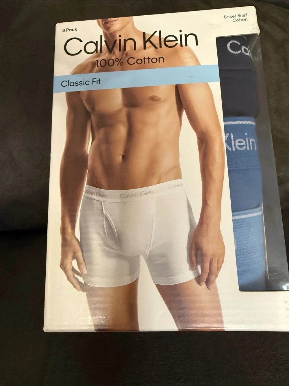 Calvin Klein 3-Pack Classic Fit Boxer Briefs - White & Blue